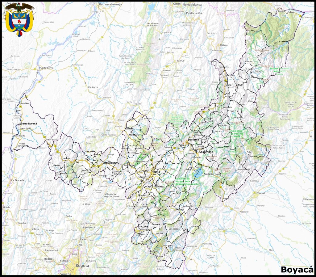 Mapa del departamento de Boyacá.