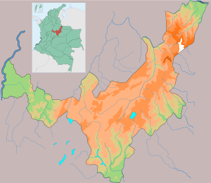 Mapa físico en blanco del departamento de Boyacá.