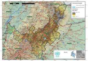 Mapa topográfico del departamento de Boyacá.