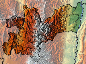 Mapa físico en blanco del departamento de Caldas.