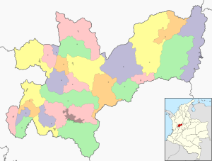 Mapa mudo coloreado del departamento de Caldas.