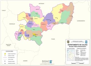División político-administrativa del departamento de Caldas.