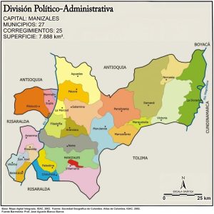Mapa político del departamento de Caldas