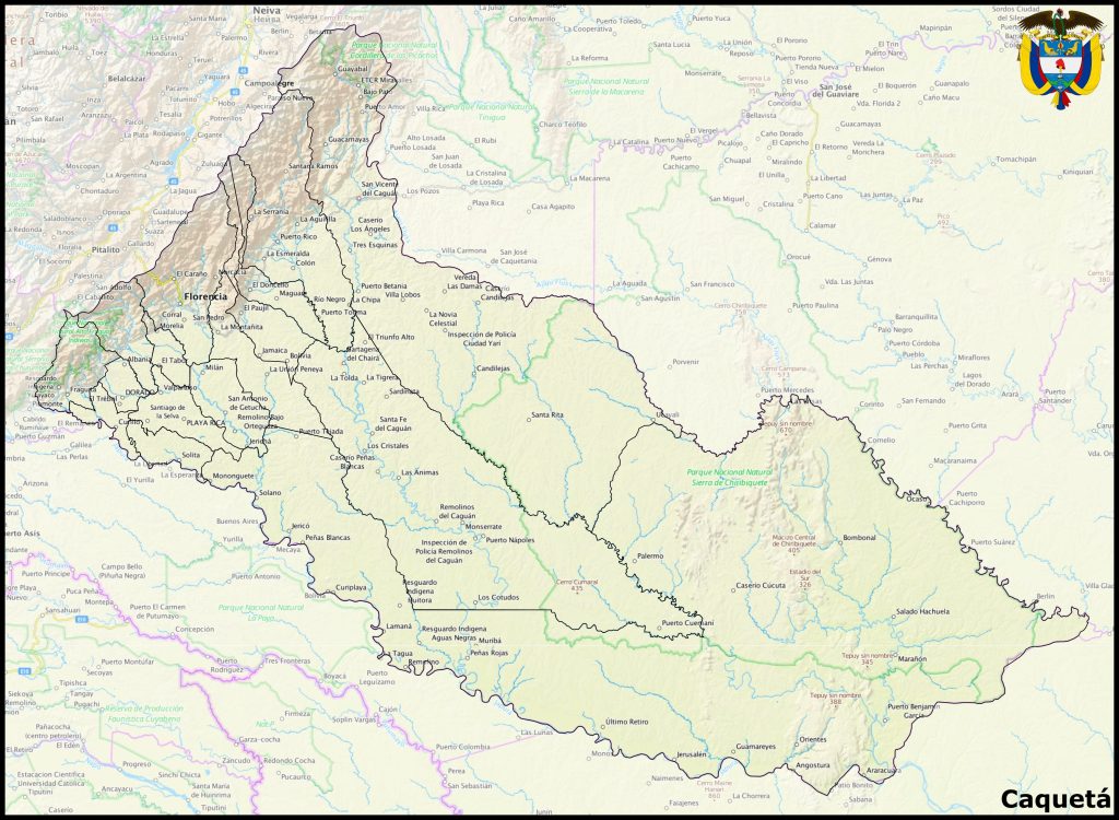 Mapa del departamento de Caquetá.