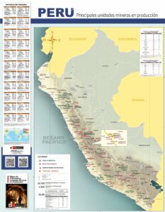 Mapa de las principales unidades mineras en producción en abril 2022. Mapa de las principales unidades mineras en producción en abril 2022.