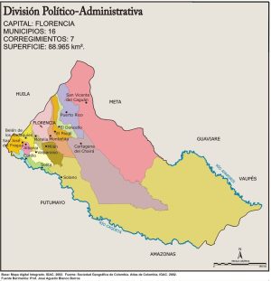Mapa político del departamento de Caquetá