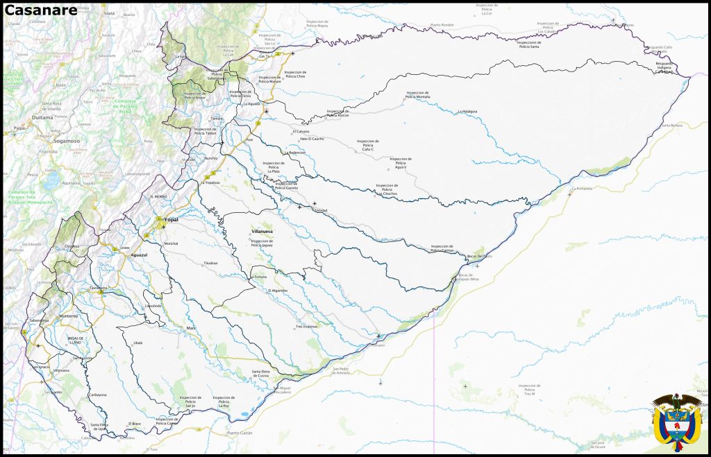 Mapa del departamento de Casanare.