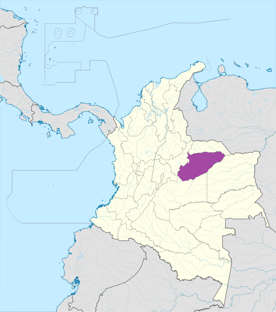 Mapa de ubicación del departamento de Casanare en Colombia.