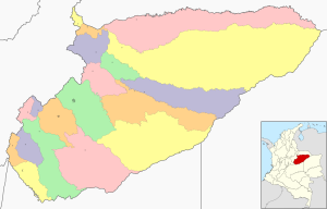 Mapa mudo coloreado del departamento de Casanare.