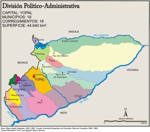 Mapa político del departamento de Casanare