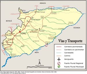 Vías y transporte en el departamento de Casanare.