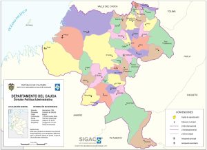 División político-administrativa del departamento del Cauca.