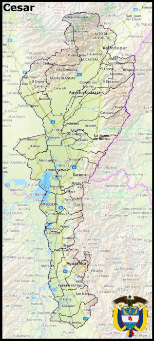 Mapa del departamento del Cesar