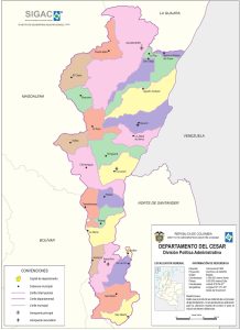 División político-administrativa del departamento del Cesar.