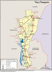 Vías y transporte en el departamento del Cesar.