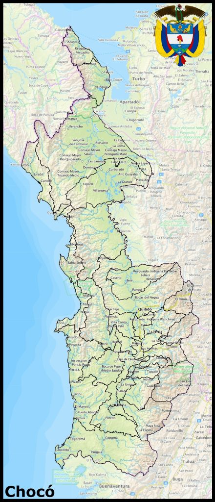 Mapa del departamento del Chocó.