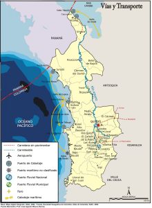 Vías y transporte en el departamento del Chocó.