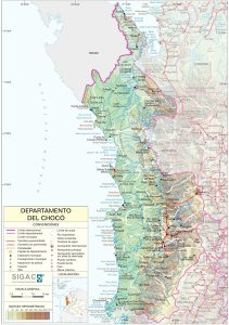 Mapa del relieve del departamento del Chocó.
