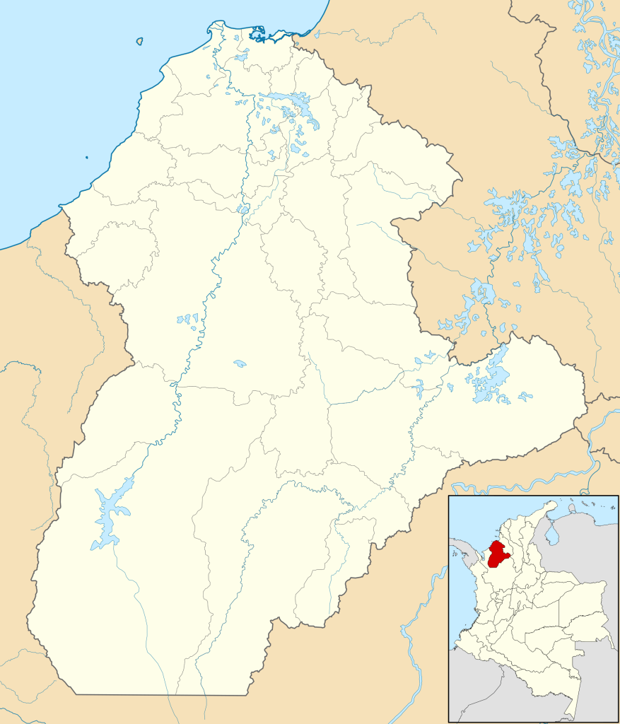 Mapa mudo del departamento de Córdoba (Colombia).