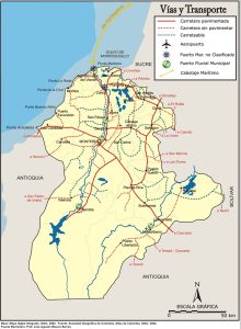 Vías y transporte en el departamento de Córdoba.