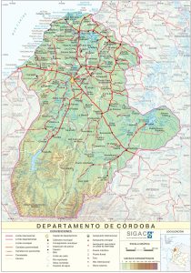 Mapa del relieve del departamento de Córdoba.