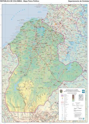 Mapa físico del departamento de Córdoba (Colombia)