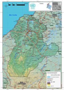 Mapa topográfico del departamento de Córdoba.