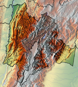 Mapa físico en blanco del departamento de Cundinamarca.