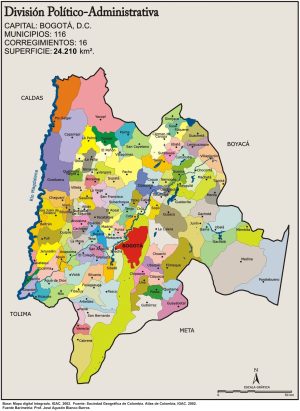 Mapa político del departamento de Cundinamarca
