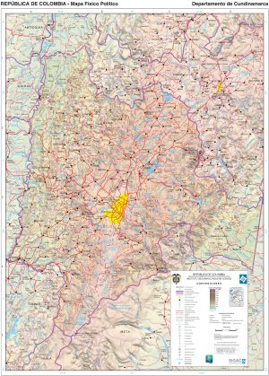 Mapa físico del departamento de Cundinamarca