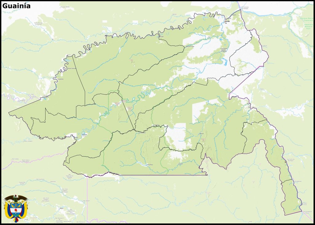 Mapa del departamento de Guainía.