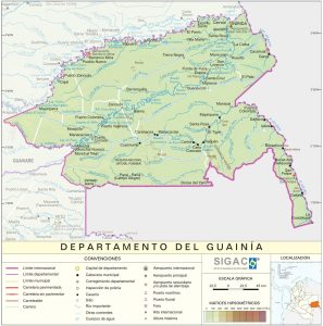 Mapa del relieve del departamento de Guainía.