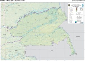 Mapa físico del departamento de Guainía