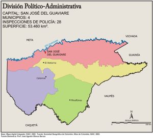 Mapa político del departamento del Guaviare