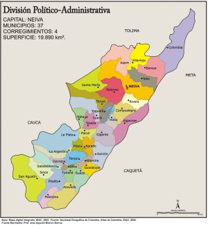 Mapa político del departamento del Huila