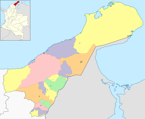 Mapa mudo coloreado del departamento de La Guajira.