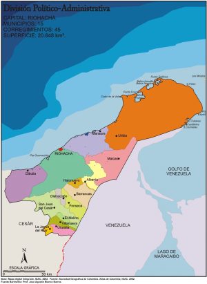 Mapa político del departamento de La Guajira