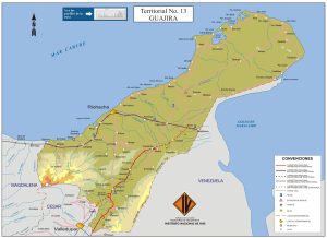 Mapa de carreteras del departamento de La Guajira