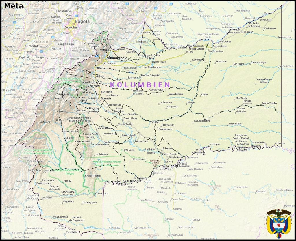Mapa del departamento del Meta.