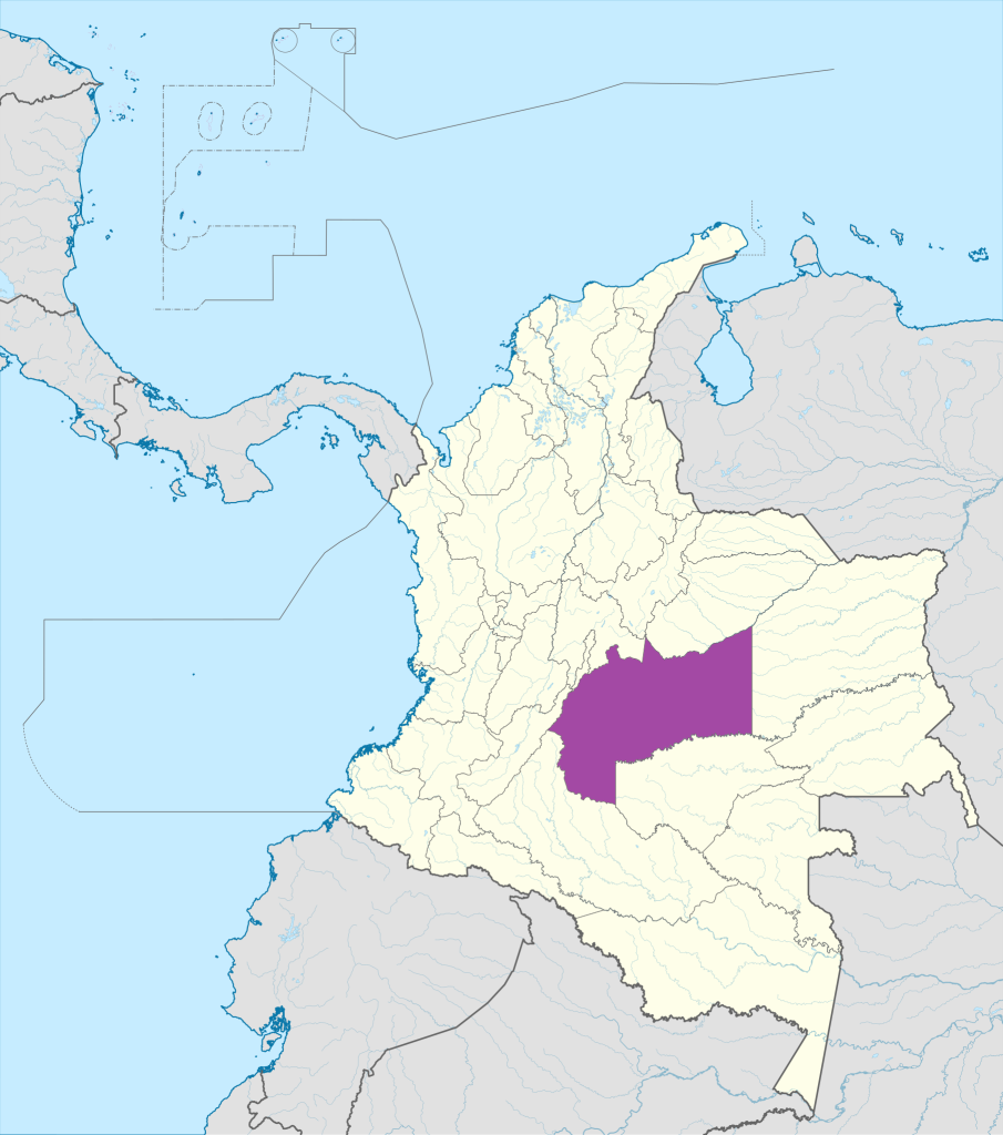 Mapa de ubicación del departamento del Meta en Colombia.