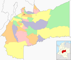 Mapa mudo coloreado del departamento del Meta.