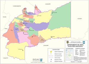 División político-administrativa del departamento del Meta.