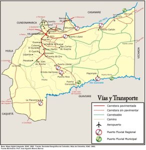 Vías y transporte en el departamento del Meta.