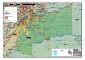 Mapa topográfico del departamento del Meta.