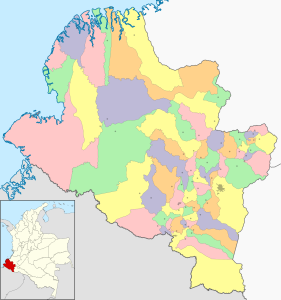 Mapa mudo coloreado del departamento de Nariño.
