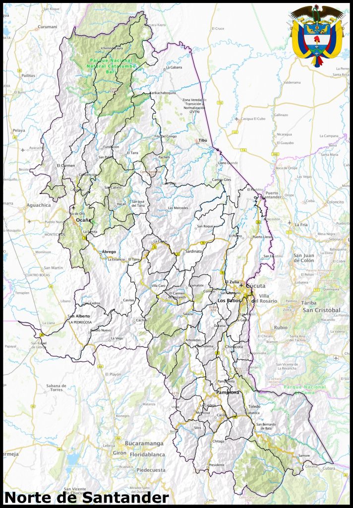 Mapa del departamento de Norte de Santander.