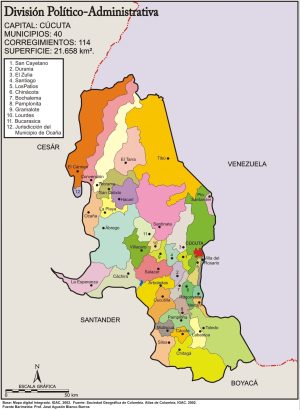 Mapa político del departamento de Norte de Santander