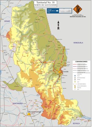 Mapa de carreteras del departamento de Norte de Santander