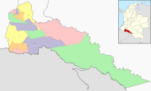 Mapa mudo coloreado del departamento del Putumayo.