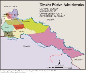 Mapa político del departamento del Putumayo